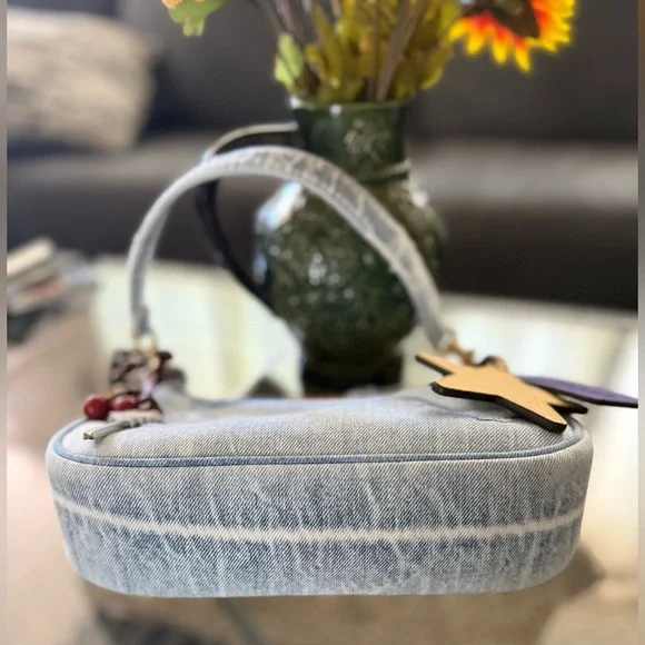 Coach Light Blue Denim Shoulder Bag with Gold Hardware and Purple Tag - Picture 4 of 9